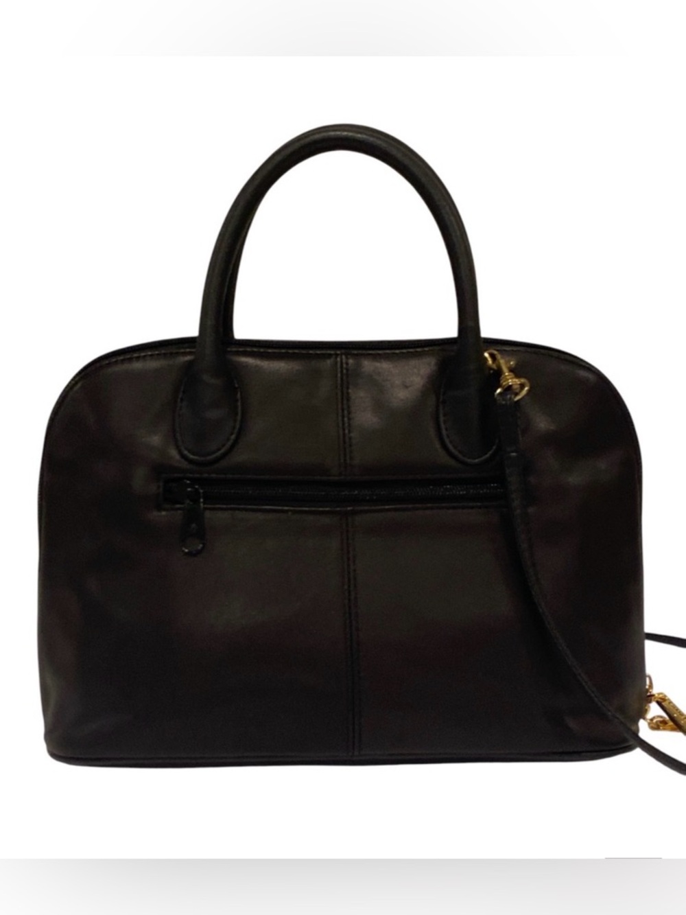 Giani Bernini Black Glove-Tanned Leather Satchel Crossbody Bag - Like-New